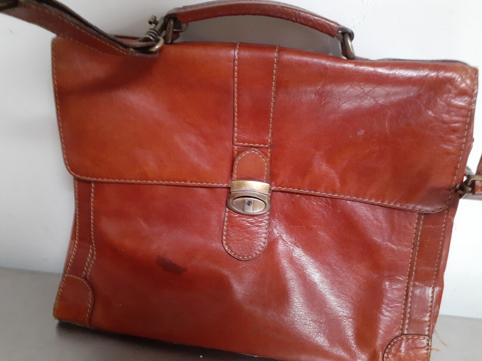Wilsons Leather Pelle Studio Brown messenger laptop briefcase/bag Shoulder strap