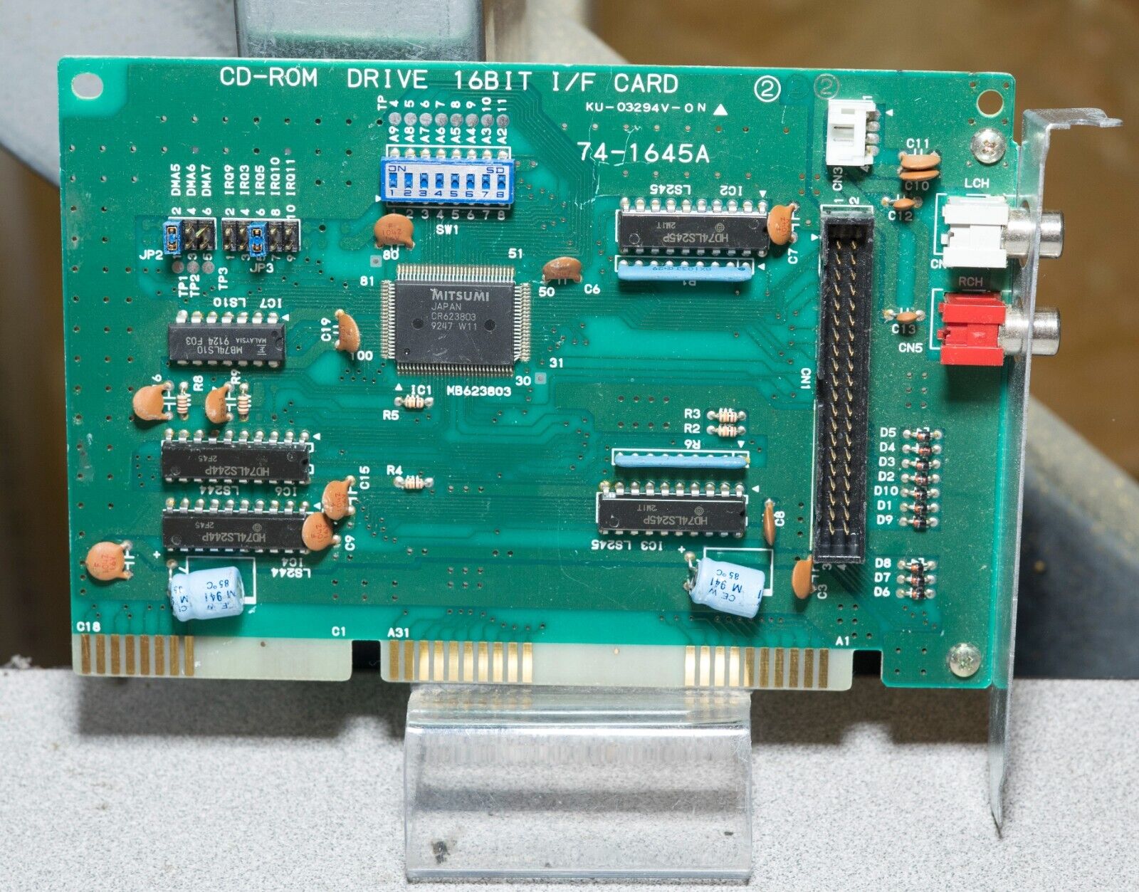 Vintage Mitsumi CD-ROM drive 74-1645A controller card 16 bit ISA ISA526