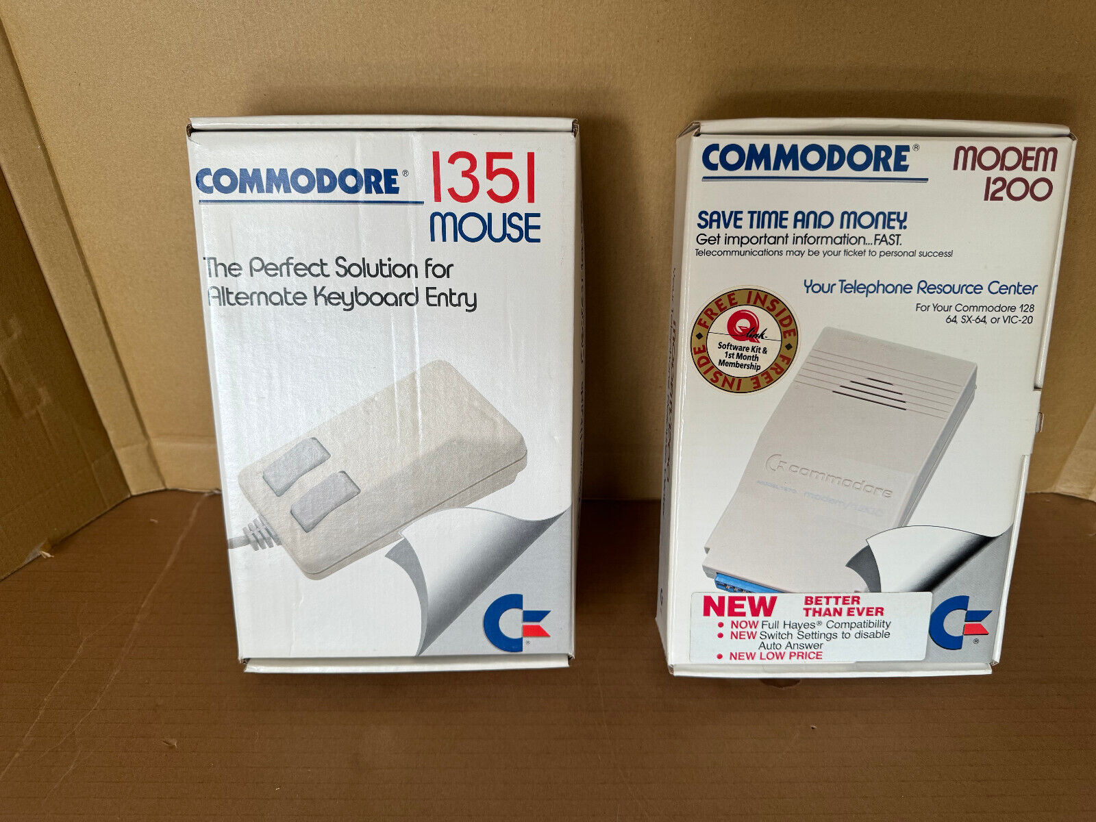 Commodore 1351 Mouse and Commodore 1670 modem - boxed