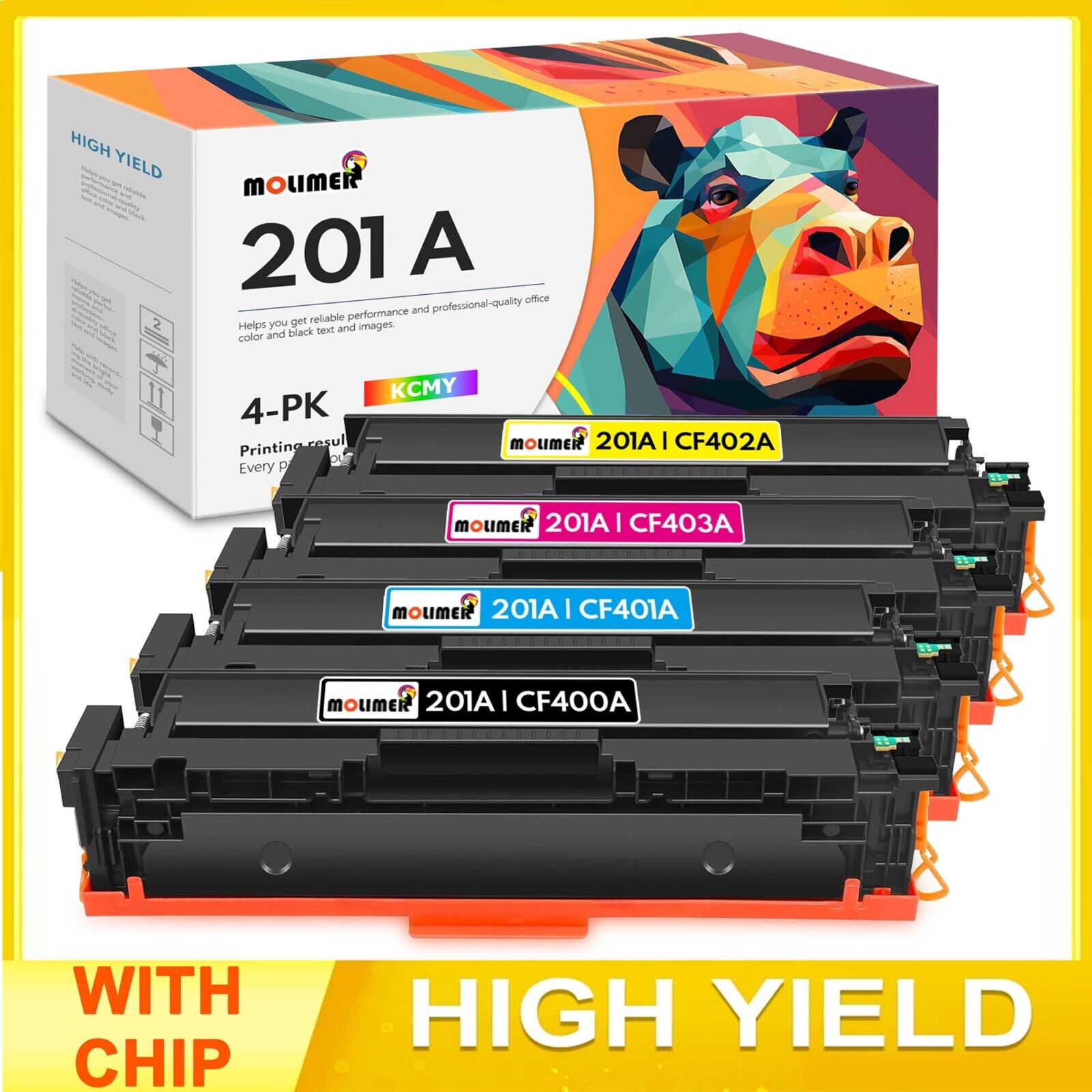 Toner Cartridge 201A Yellow Replacement for HP Black magenta Color M277dw M252dw