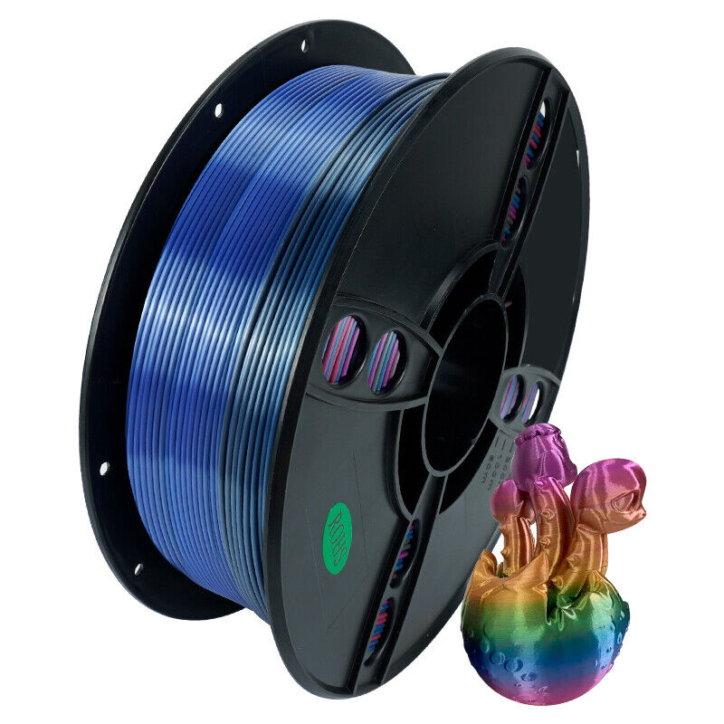 Kingroon Tricolor 1KG 1.75 mm PLA Silk Filament Triple Colour Rainbow 3D Printer