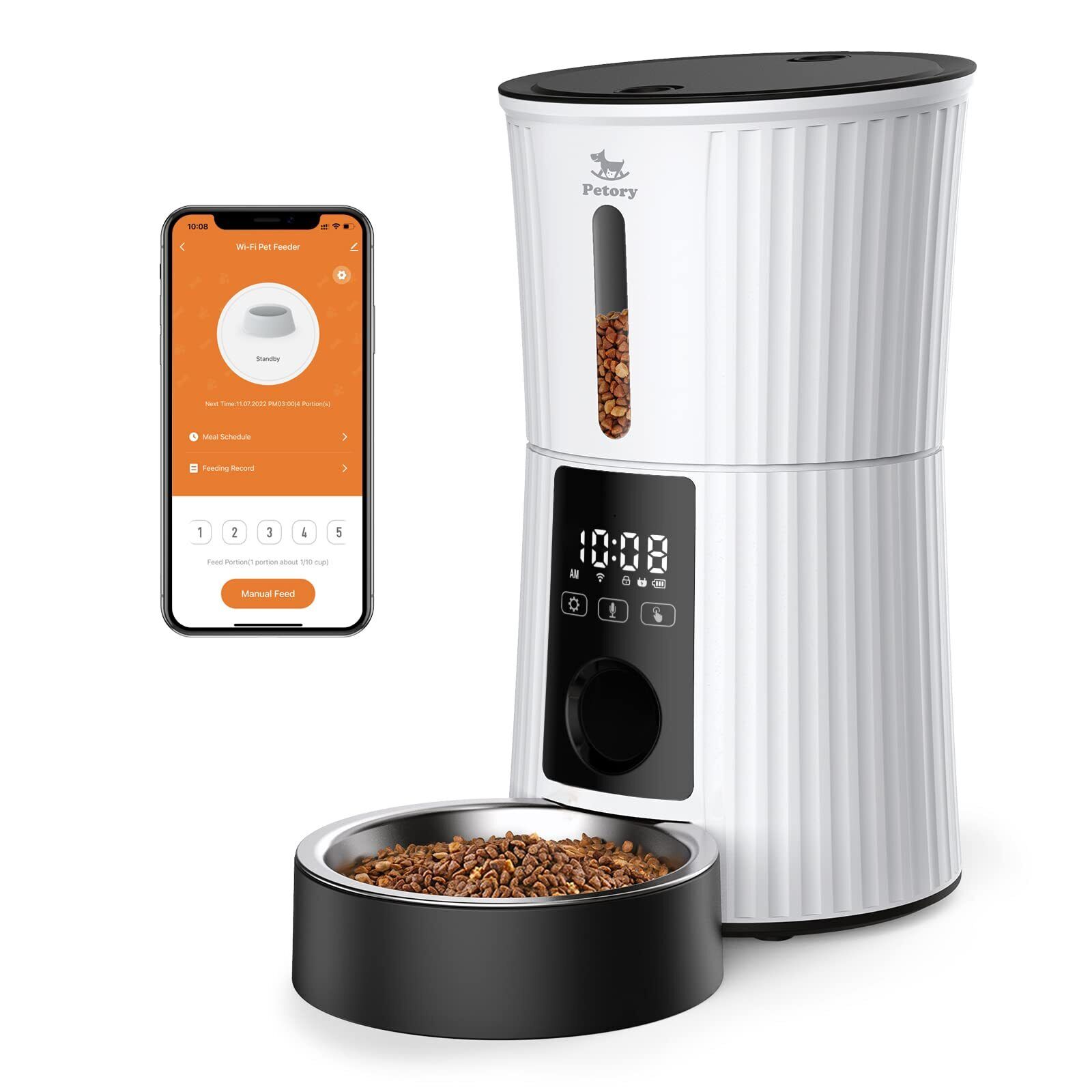 Automatic Cat Feeders Wi-Fi - 4L Dry Food Dispenser for Cats and Dogs 10 Meal...