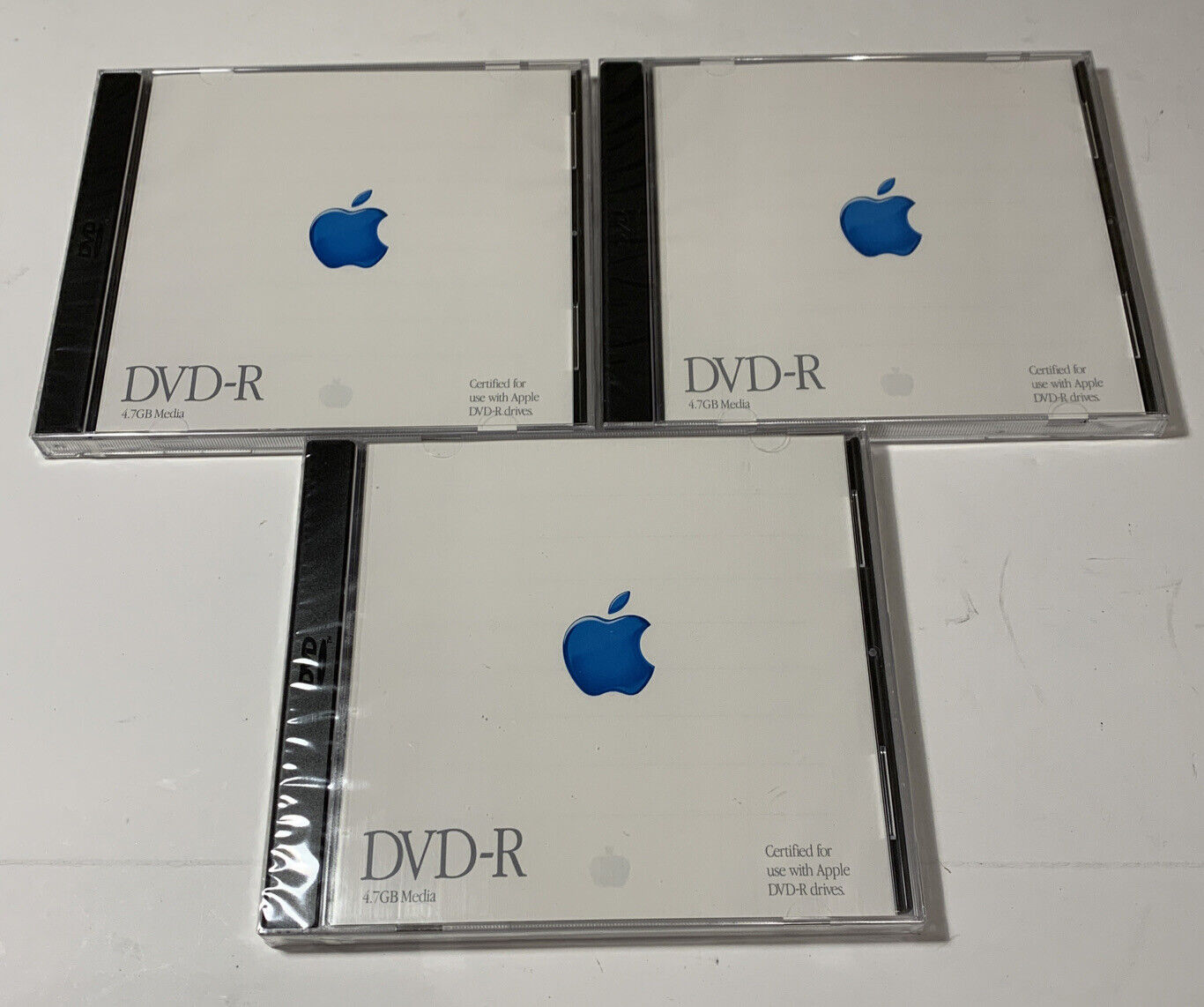 New Certified Apple DVD-R Recordable DVD 4.7GB Discs Media Sealed Lot of 3