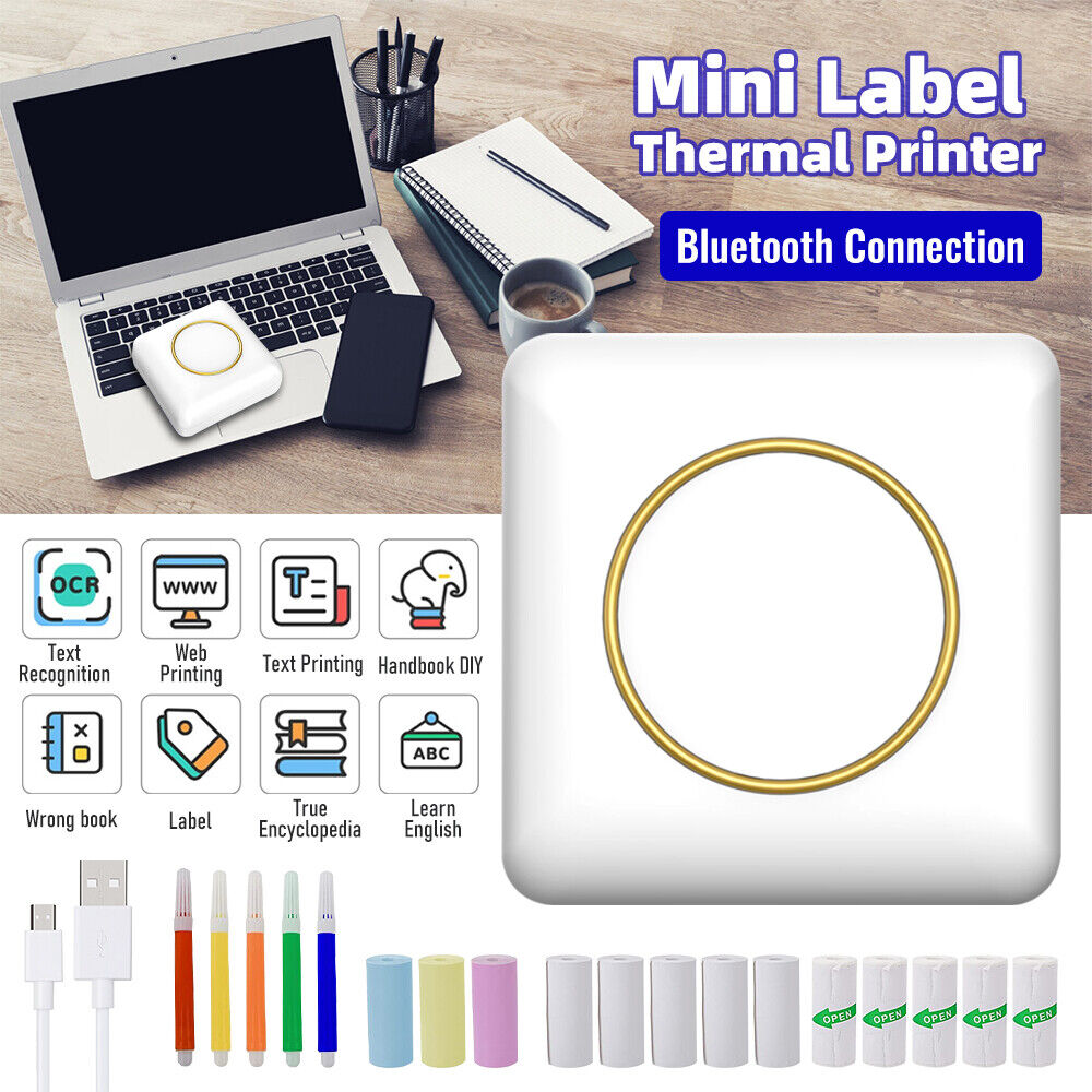 Mini Pocket Thermal Printer Wireless Bluetooth Phone Photo Label Printing Paper