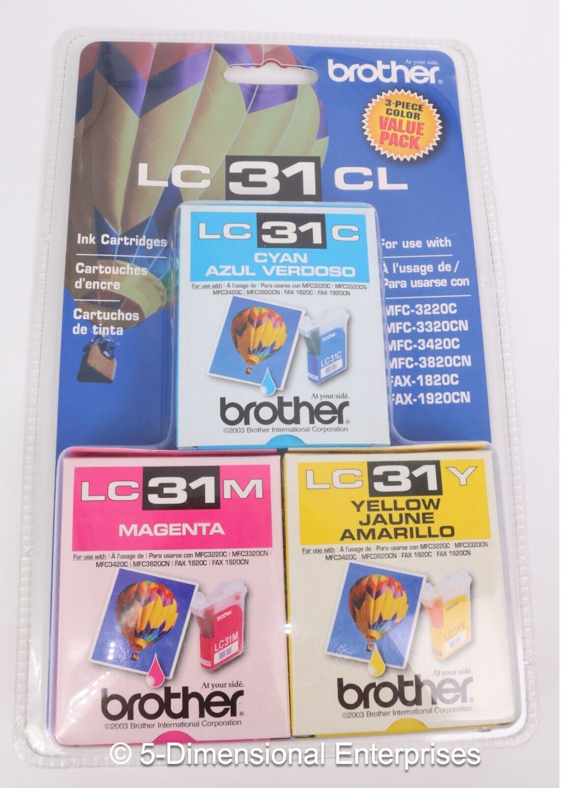 BROTHER LC 31 CL 3-Pack INK CARTRIDGES - Cyan Magenta Yellow - New Sealed 2006