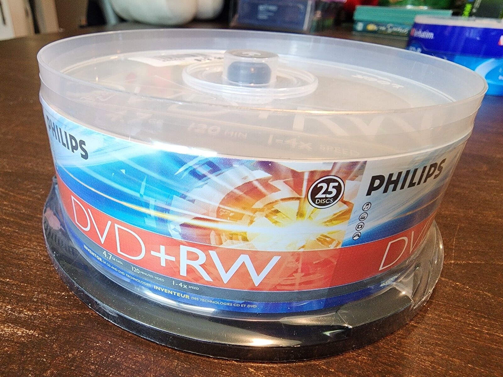 25 PHILIPS 4X DVD+RW DVDRW ReWritable Branded Logo 4.7GB Blank Disc 