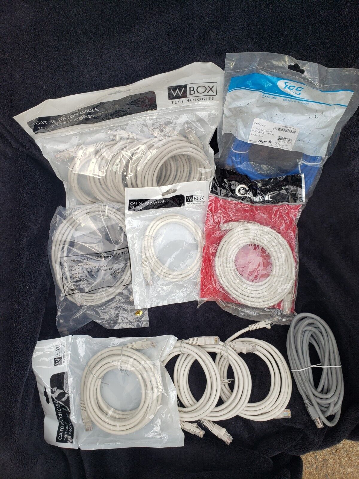 Variety of CAT6 and CAT5e Data Patch Cables White/Gray/Blue New open box