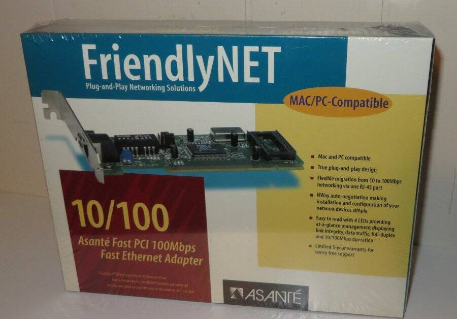 FriendlyNET Asante 10/100 fast PCI 100Mbps Ethernet Adapter New Sealed NOS
