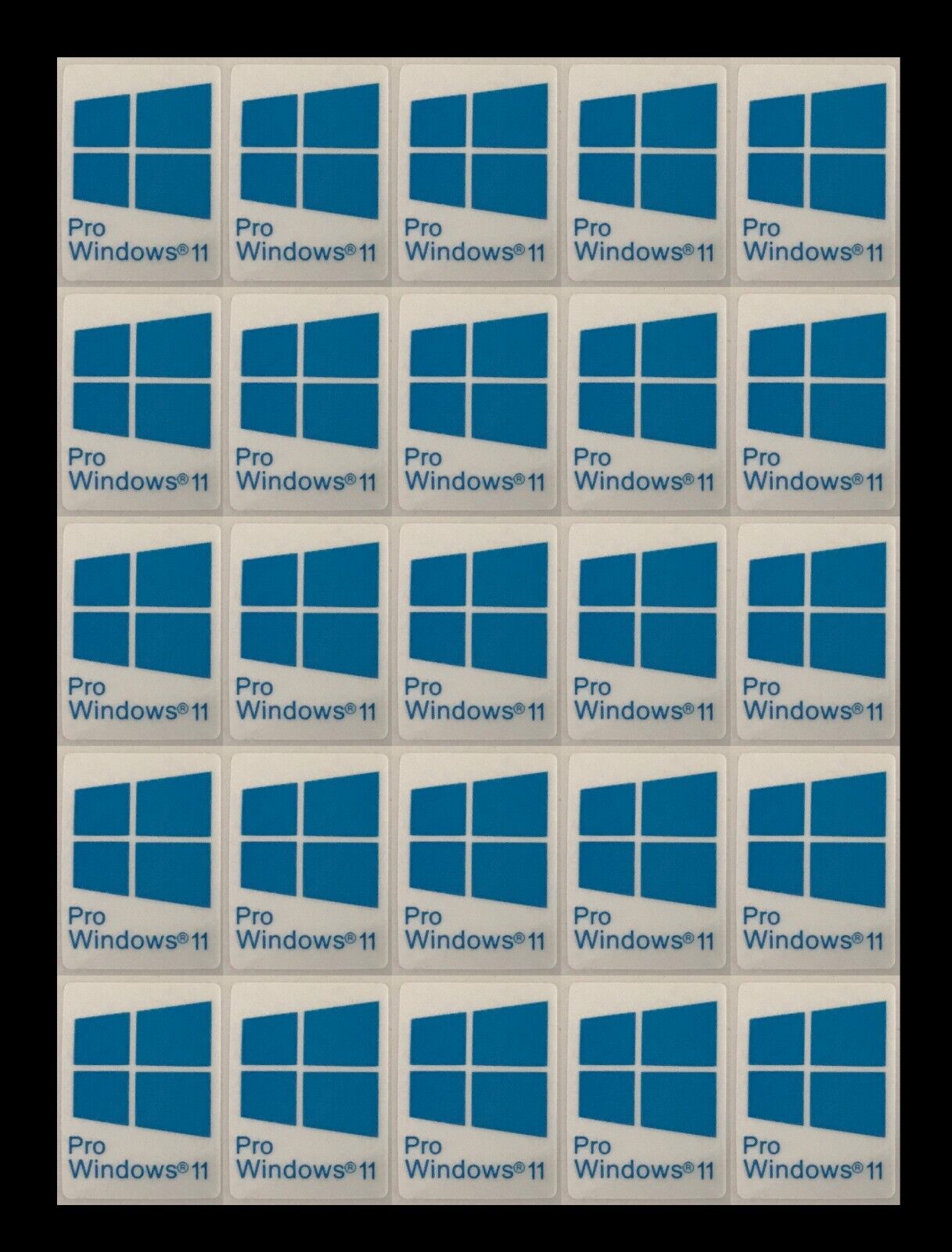 25 PCS for Window 11 Pro Blue Sticker Badge Logo Decal Cyan Color 22mm x 16mm