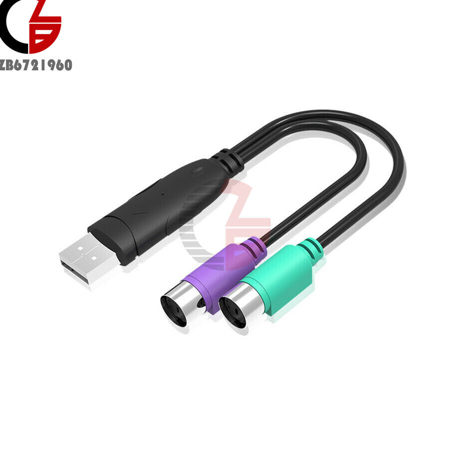 Dual PS/2 PS2 Female to USB Male Cable Adapter Converter For Keyboard Mouse TOP