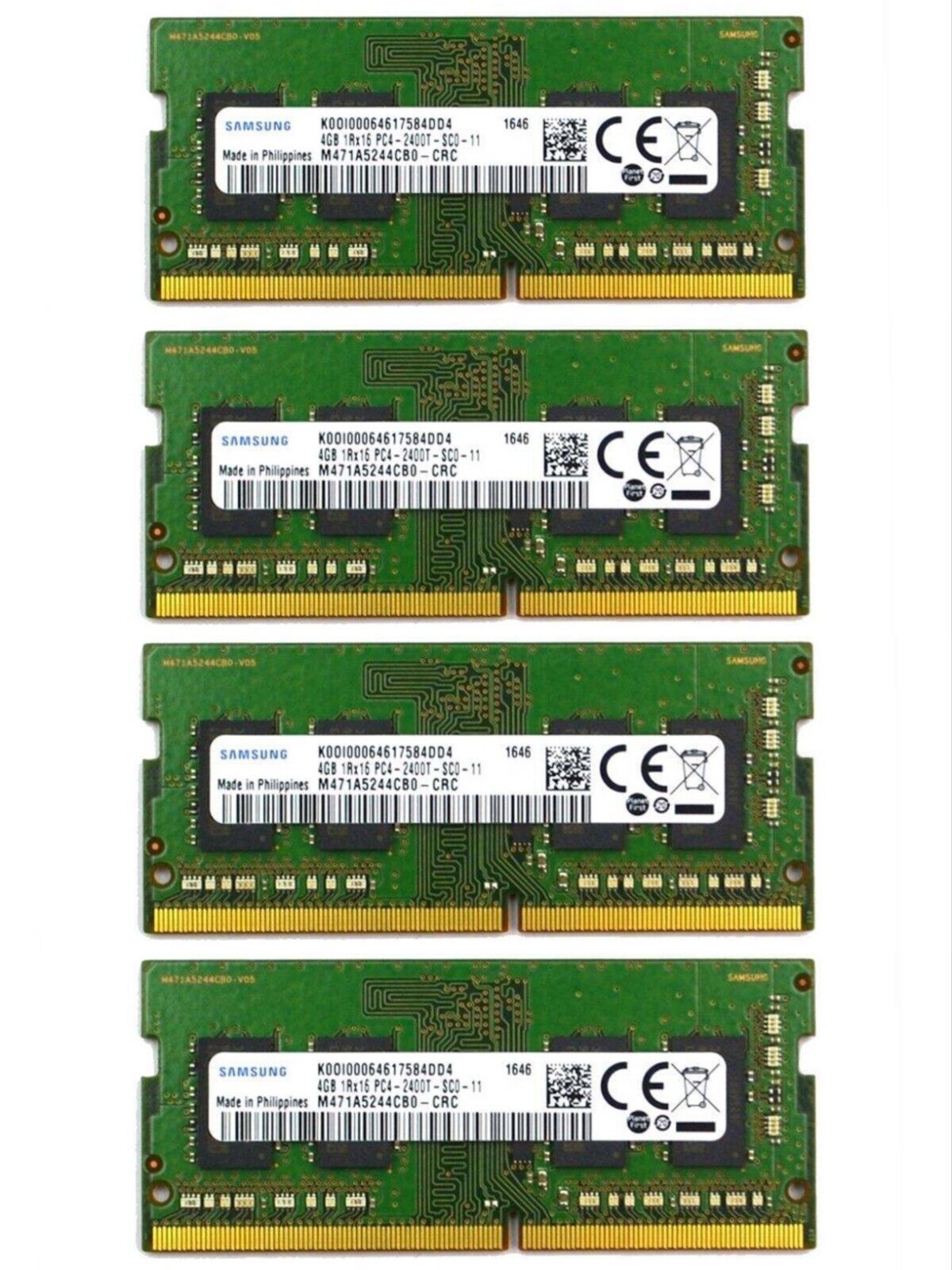 Samsung 16GB (4X 4GB) DDR4 2400MHZ PC4-19200 SODIMM M471A5244CBO-CRC Memory Ram