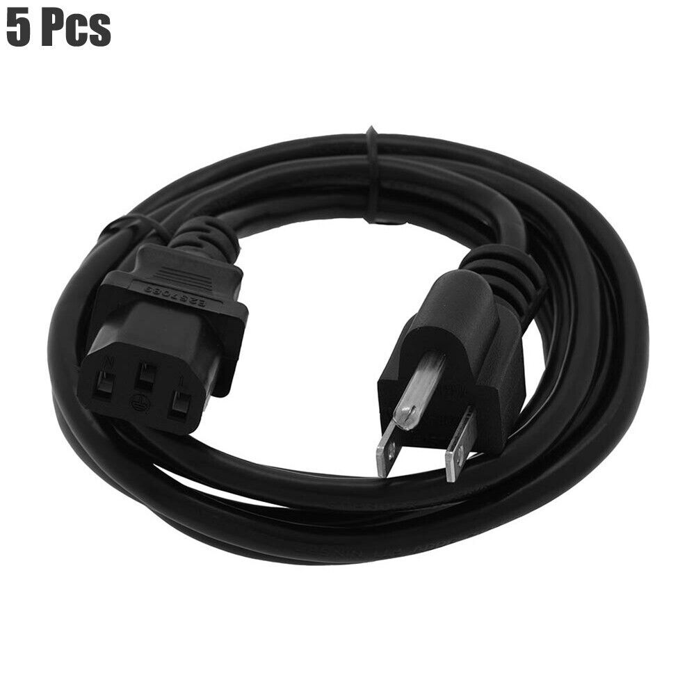 5 Pcs 1FT US Plug NEMA 5-15P to IEC C13 PC Computer AC Power Cord Cable 18/3 AWG
