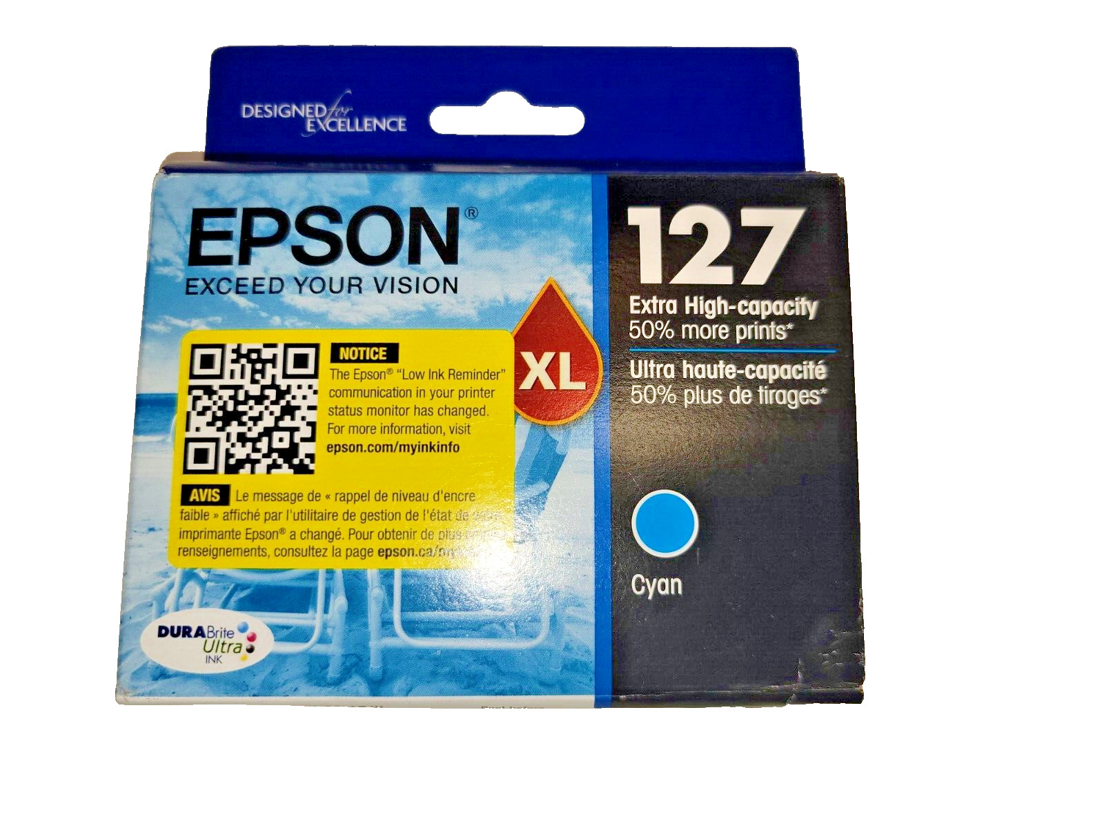 EPSON 127XL CYAN Extra High-Capacity OEM Original Ink 127 XL