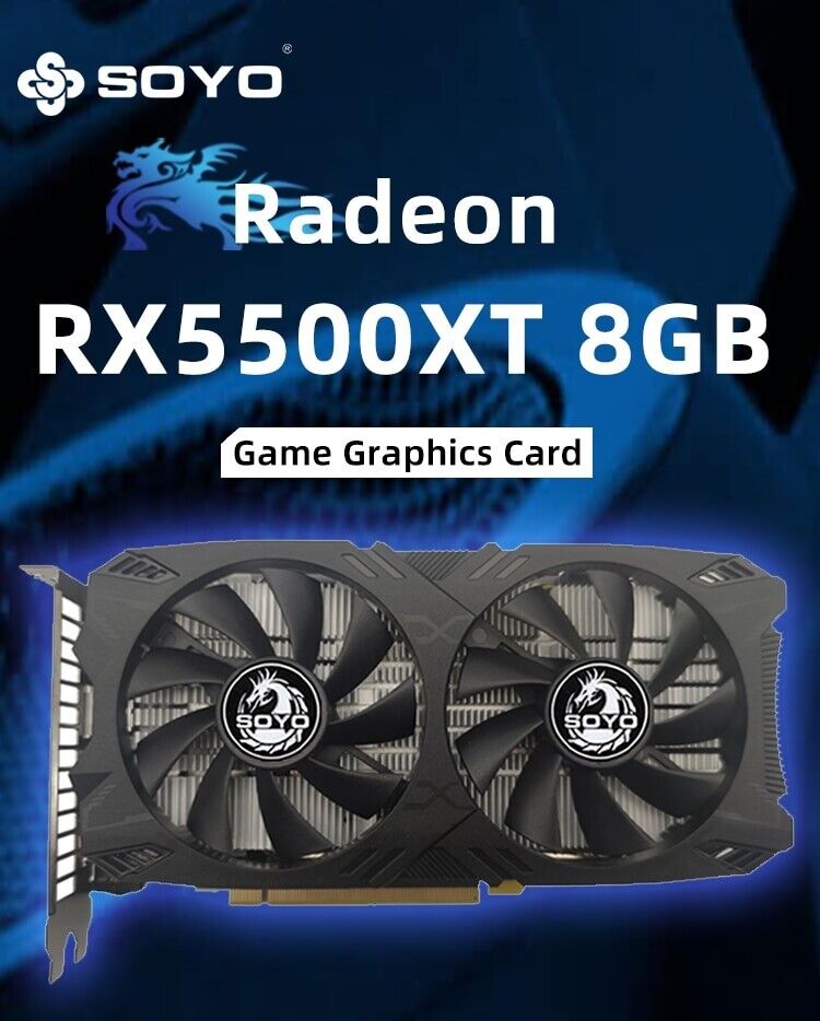 SOYO RX 5500XT 8GB Graphics Card GPU GDDR6 256-Bit 8pin+8pin 7nm
