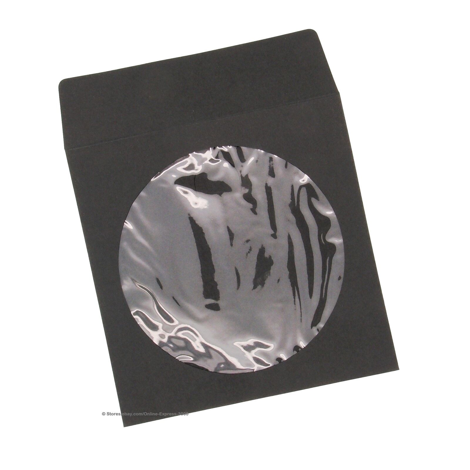 100 Premium Black Color Paper CD Sleeve Window Flap CD DVD 100G