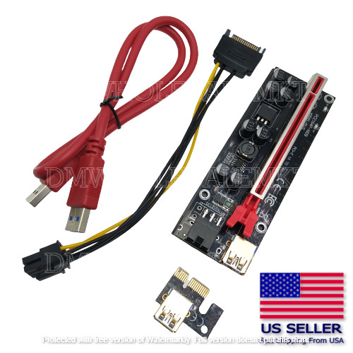PCI-E 1x to 16x Powered USB 3.0 GPU Riser Extender Adapter Card VER 009S PLUS