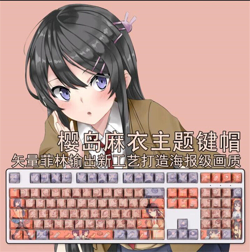 Anime Sakurajima Mai Theme PBT 108 Keycap for Cherry MX Mechanical Keyboard