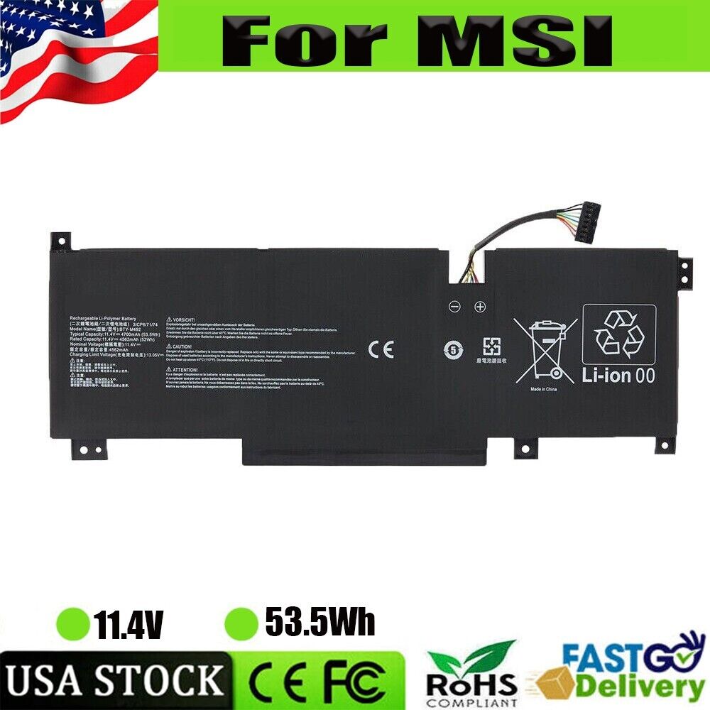 ✅BTY-M492 Battery For MSI Pulse GL66 11UDK-255VN 11UEK-016AU 11UCK-200XPL 53.5Wh