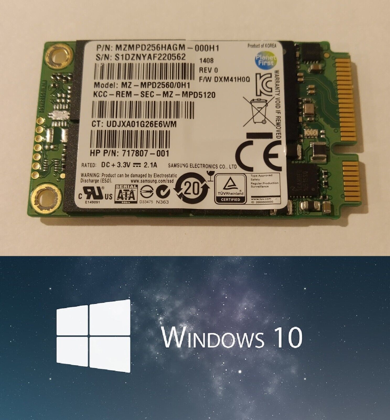 256GB mSATA SSD Solid State Drive with Windows 10 Pro UEFI [ACTIVATED]