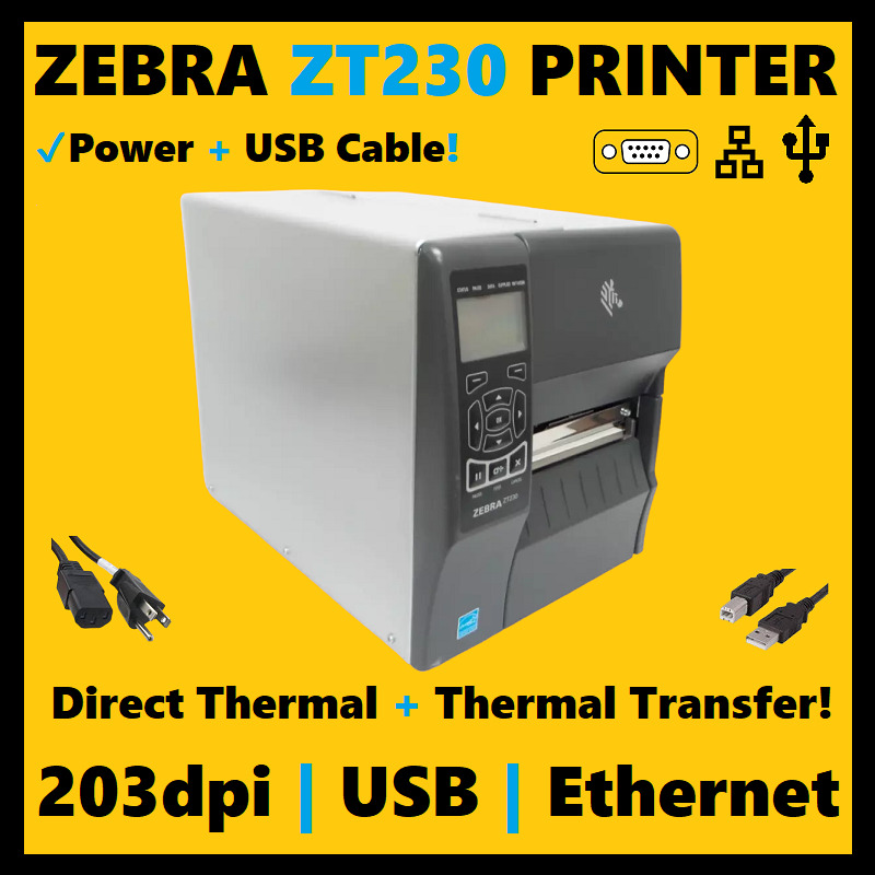 Zebra ZT230 Thermal Transfer Label Printer 203dpi, USB, Ethernet, USA Seller🔥⭐
