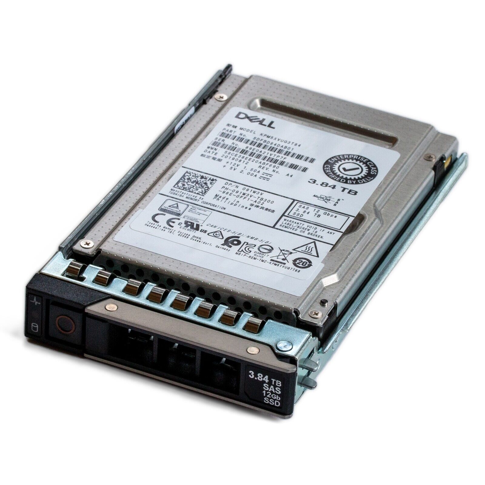 Dell 14/15G 3.84TB 2.5-inch Enterprise Mixed-Use SAS 12Gbps Hot-Plug SSD 91W3V