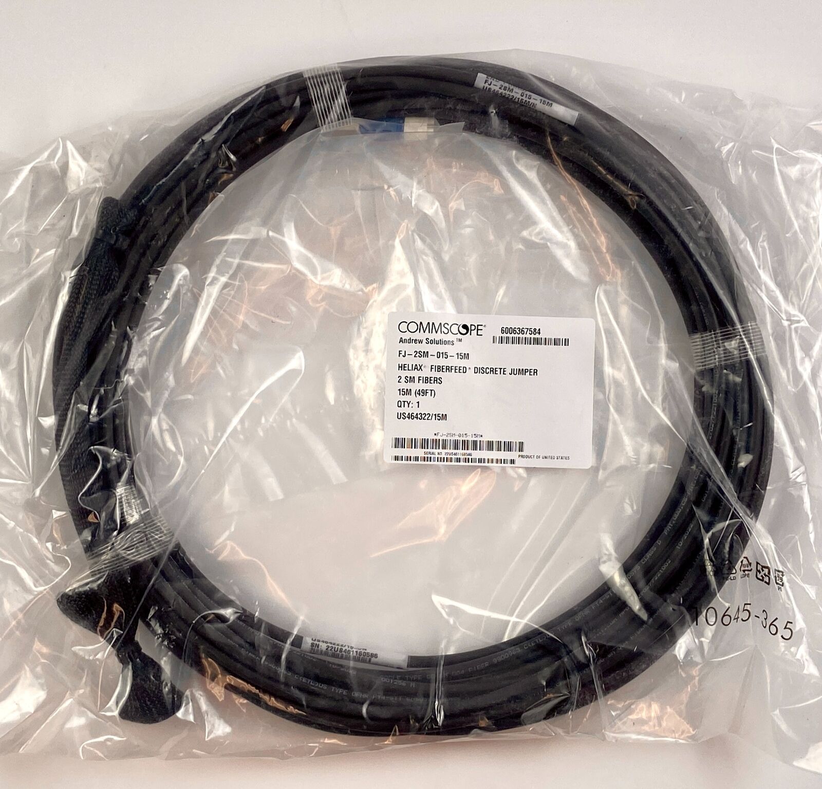 Commscope Fiber Distribution Cable Single-mode 49 ft FJ-2SM-015-15M