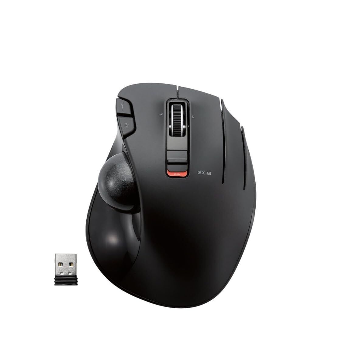 ELECOM EX-G Trackball Mouse 2.4GHz Wireless Thumb Control Sculpted Ergonom...