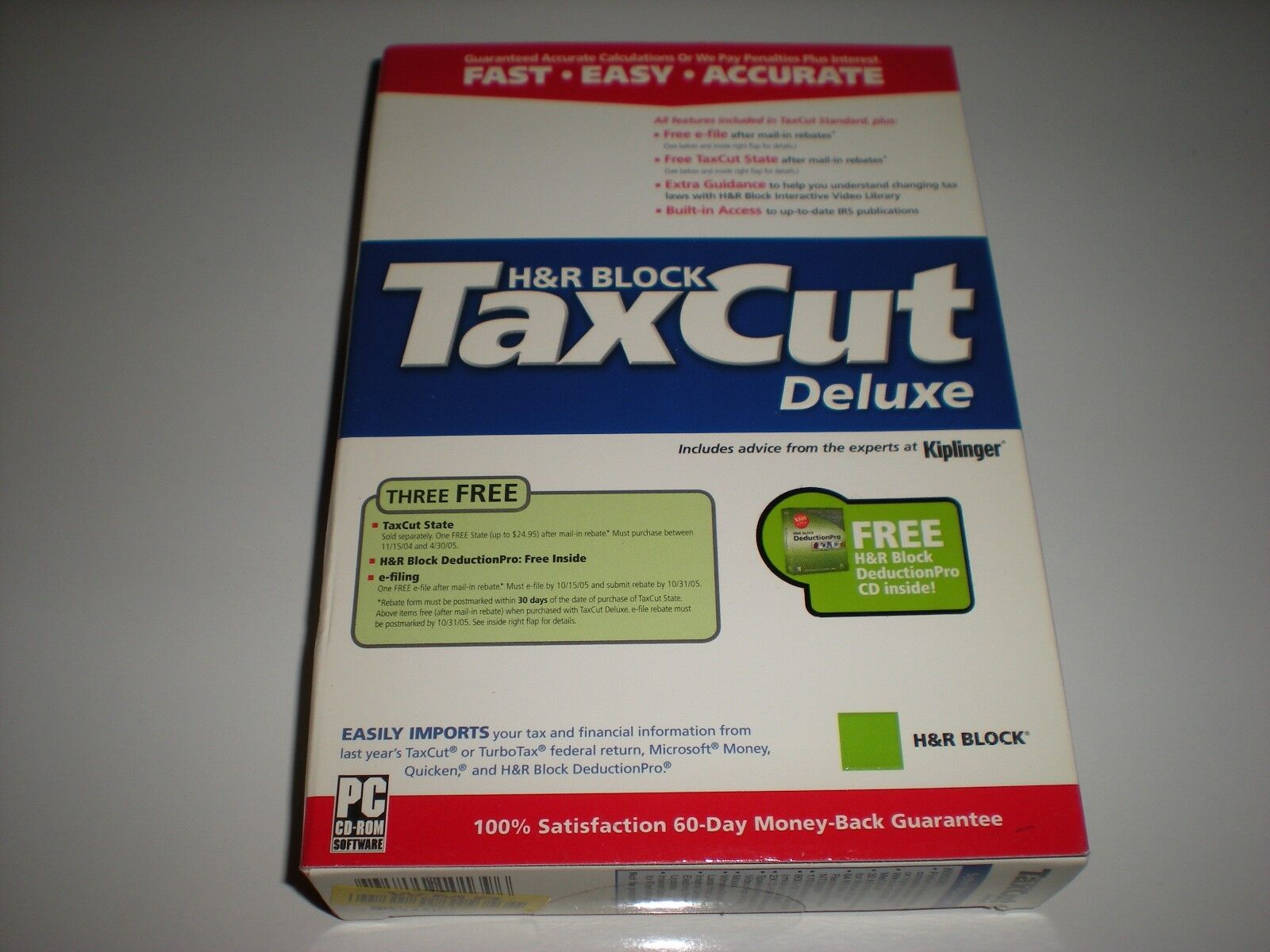 H&R Block TaxCut 2004 Deluxe Tax Cut imports Turbotax. New in box 