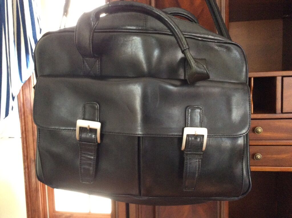 Wilsons Laptop Briefcase Satchel Luggage Black Leather Office School Travel Bag