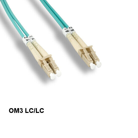 LOT10 Kentek 15m OM3 LC to LC 10Gb Multi-Mode Fiber Optic Cable 50/125 Duplex