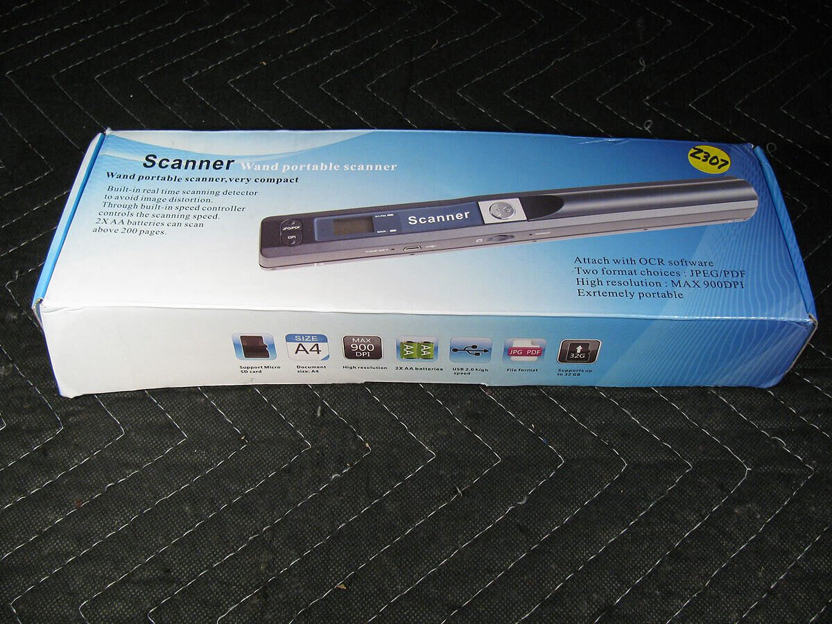 Wand Portable Scanner Compact JPEG/PDF 900 DPI, Up to 32GB, A4 Doc Size