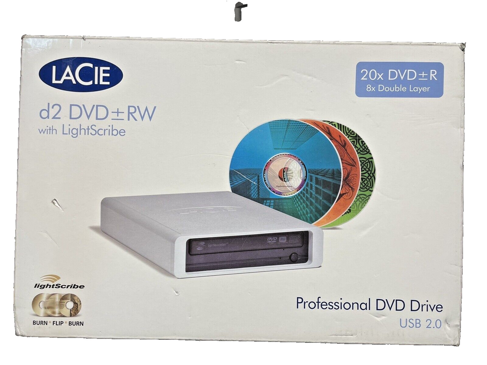 LaCie Professional DVD Drive USB 2.0 Light Scribe d2 20x DVD RW 8x Double Layer