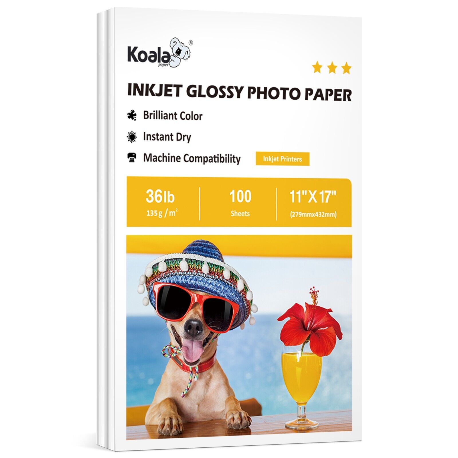 Lot 100-300 Sheets Koala 36lb Photo Paper 11x17 Glossy Printer Paper for Inkjet