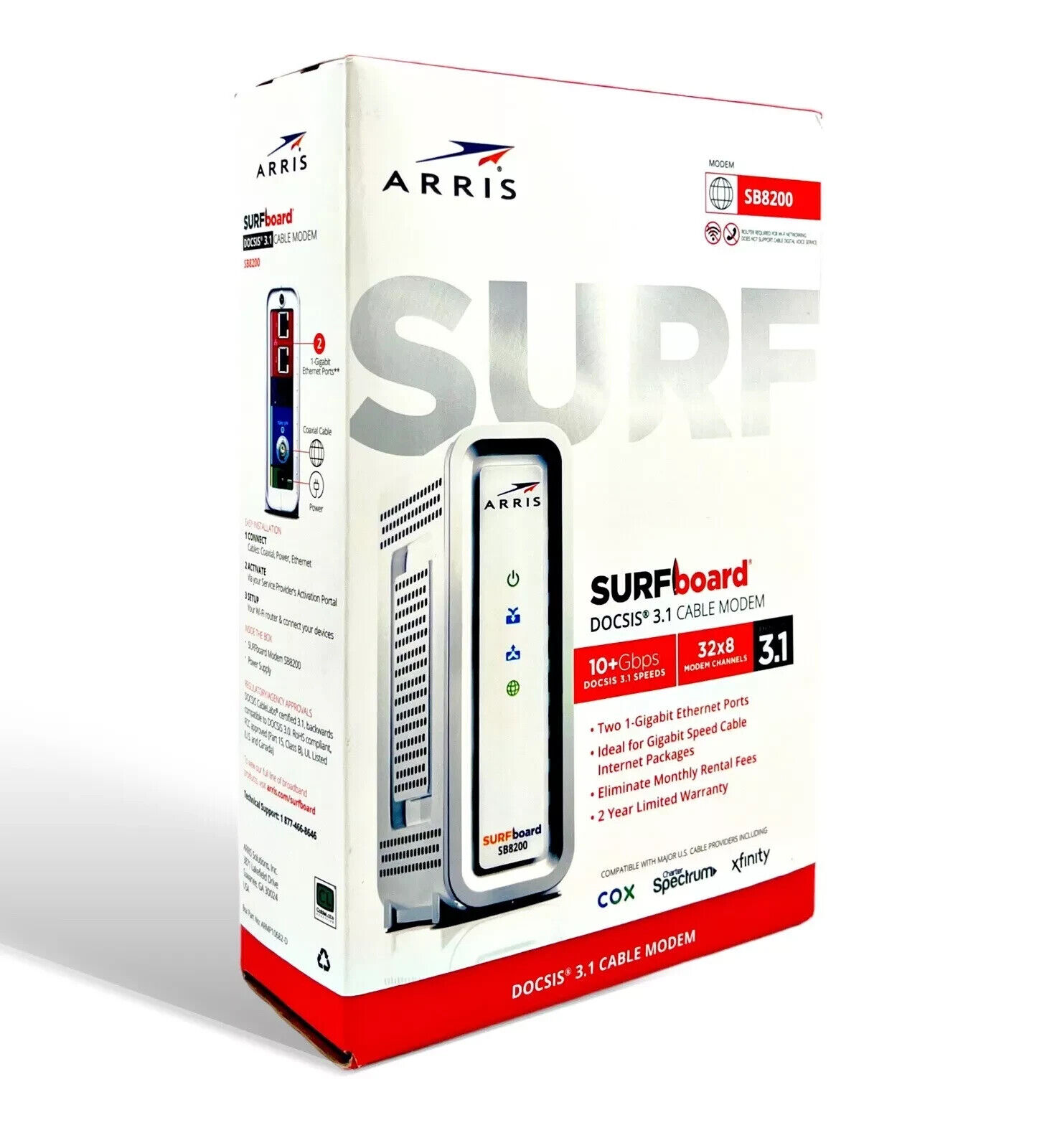 ARRIS SURFboard SB8200 DOCSIS 3.1 10 Gbps Cable Internet Modem - Open Box