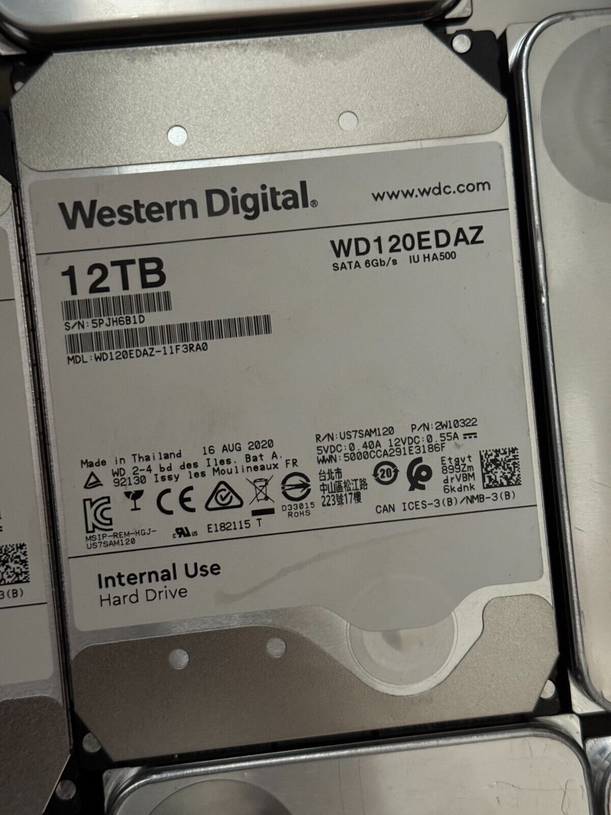 12TB Western Digital SATA Hard drive - wd120edaz