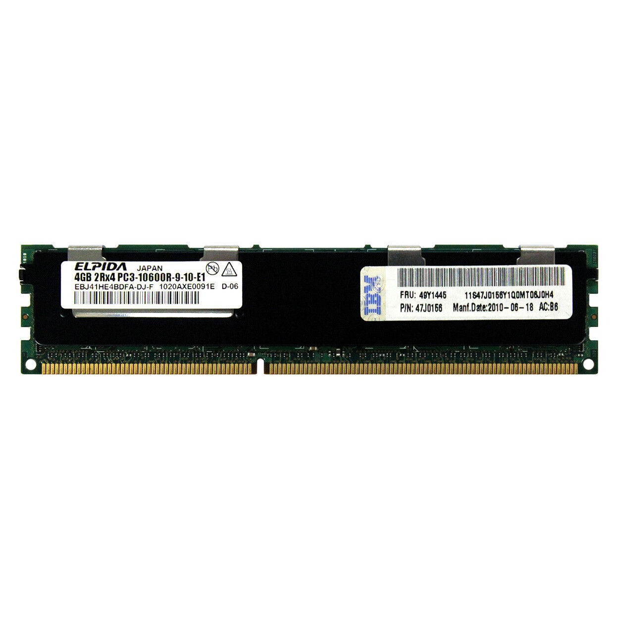 IBM Genuine 4GB 2Rx4 PC3-10600R DDR3 1333MHz 1.5V ECC REG RDIMM Memory RAM 1x4G