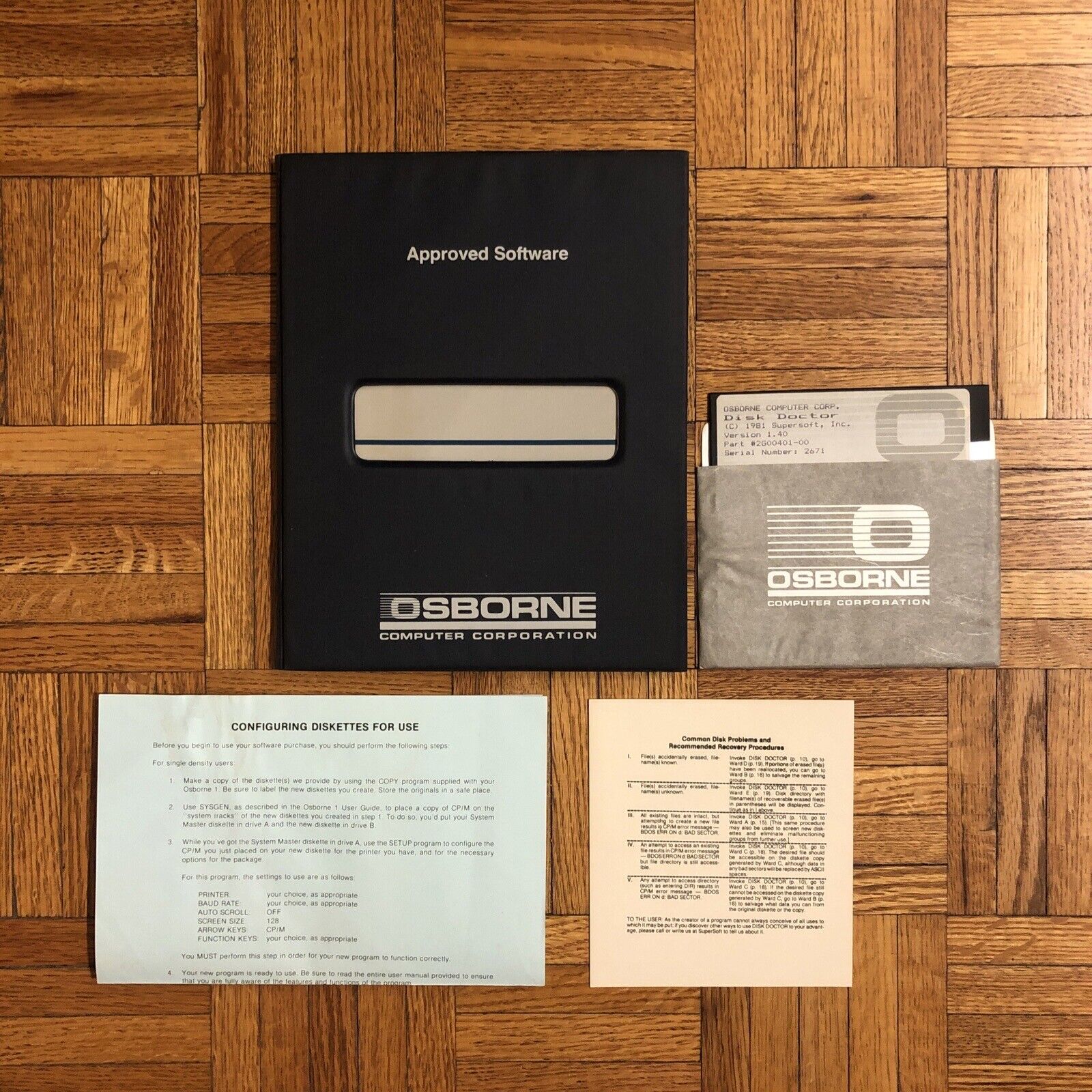 Vintage Osborn Computer Corporation Supersoft Disk Doctor Ver. 1.4 - EXC