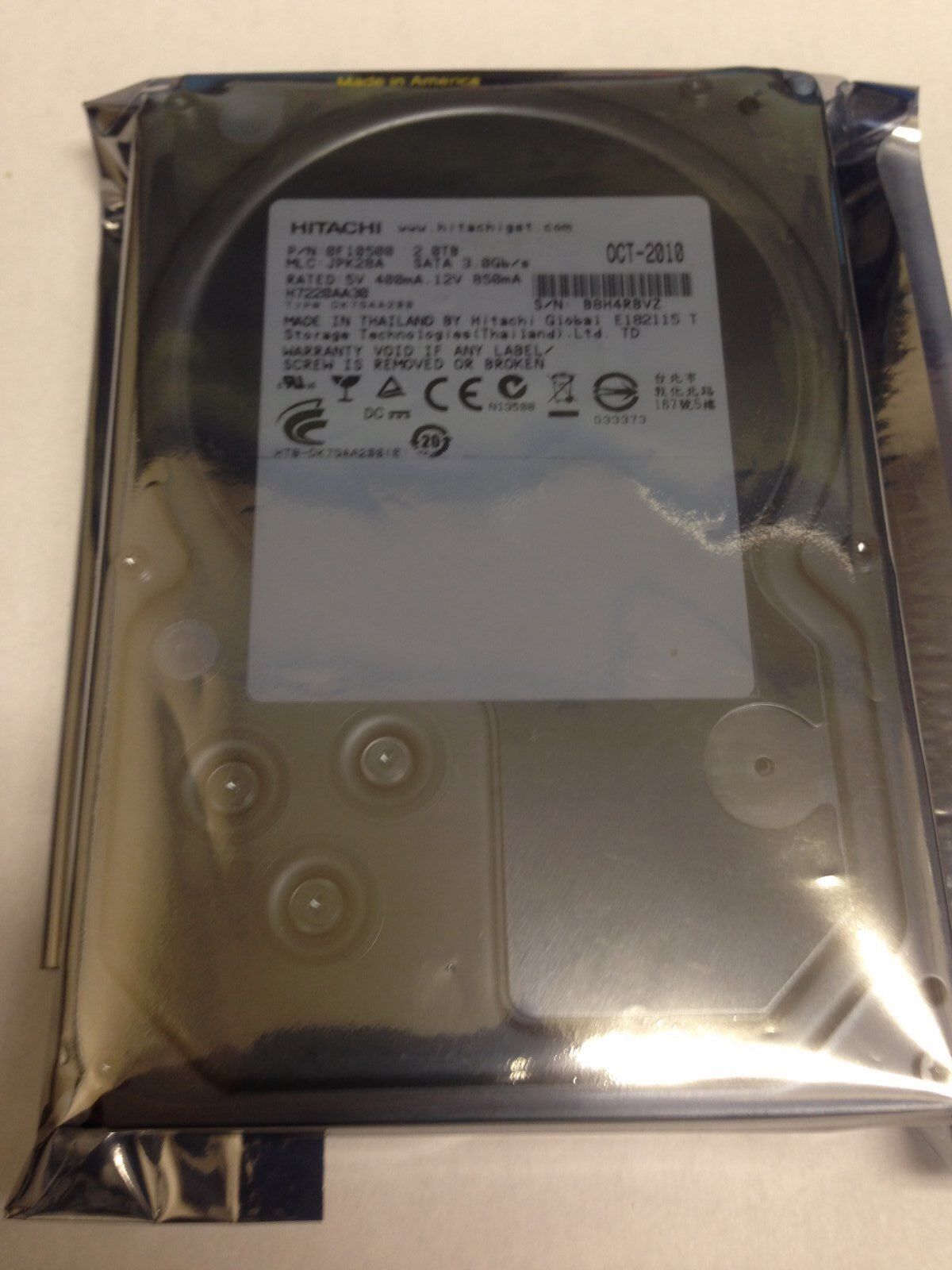 Sun Oracle Hitachi 2TB SATA 7.2K Hard Disk Drive H7220AA30 0F10500