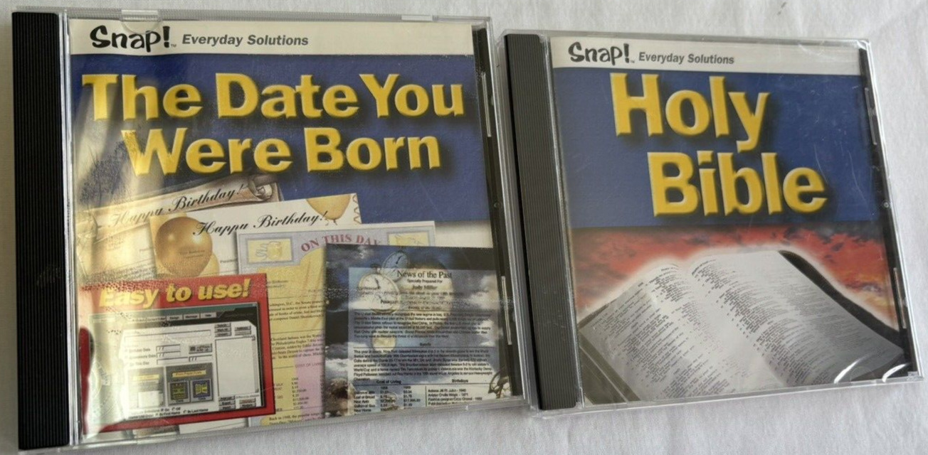 Lot of 2 Snap Everyday Solutions SOFTWARE HOLY BIBLE & THE DATE YOU WERE BORN