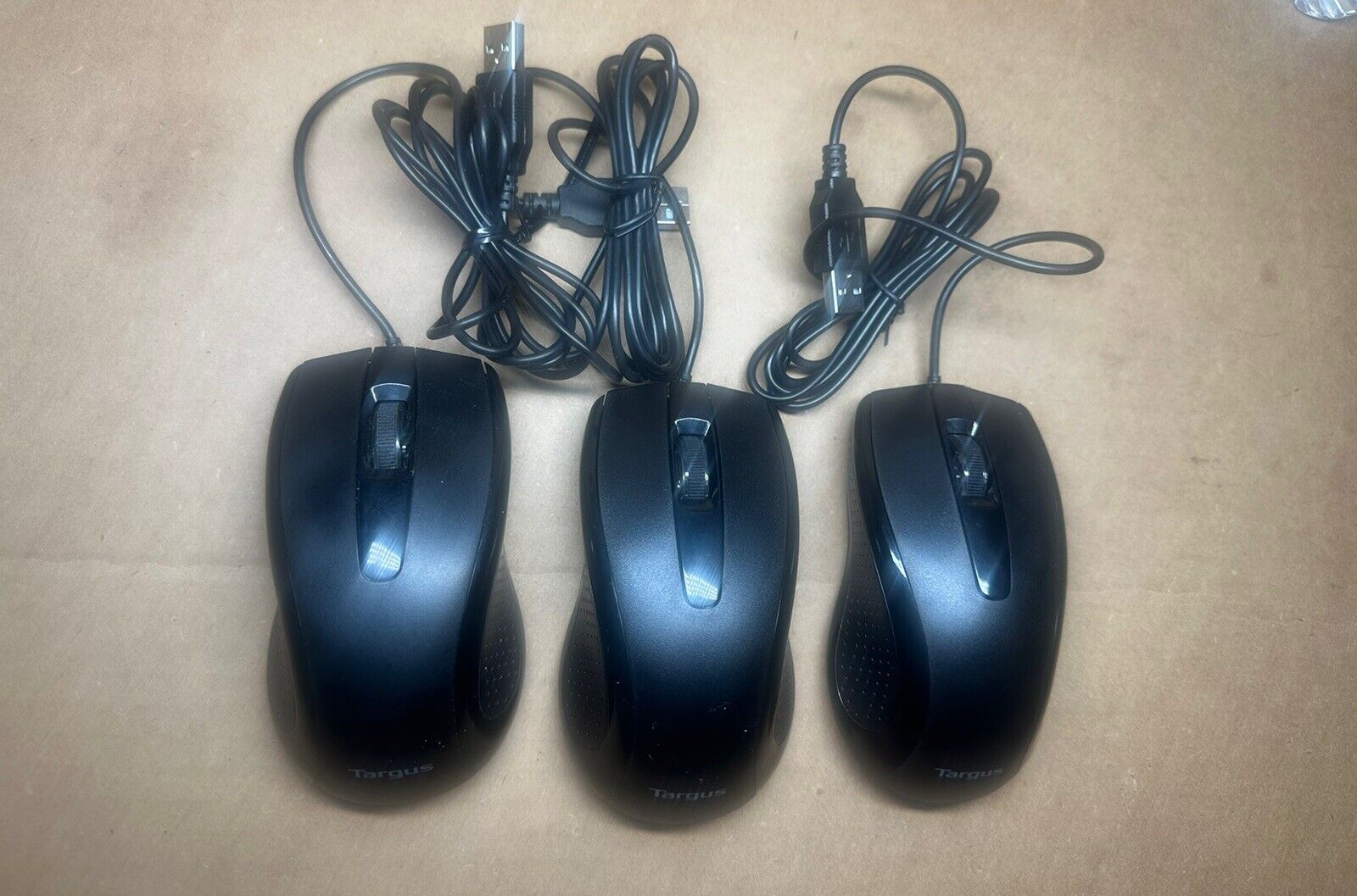 @Set of 3 Targus Optical Wired Mouse Black Model AMU660 Brand New Open Box Nice@
