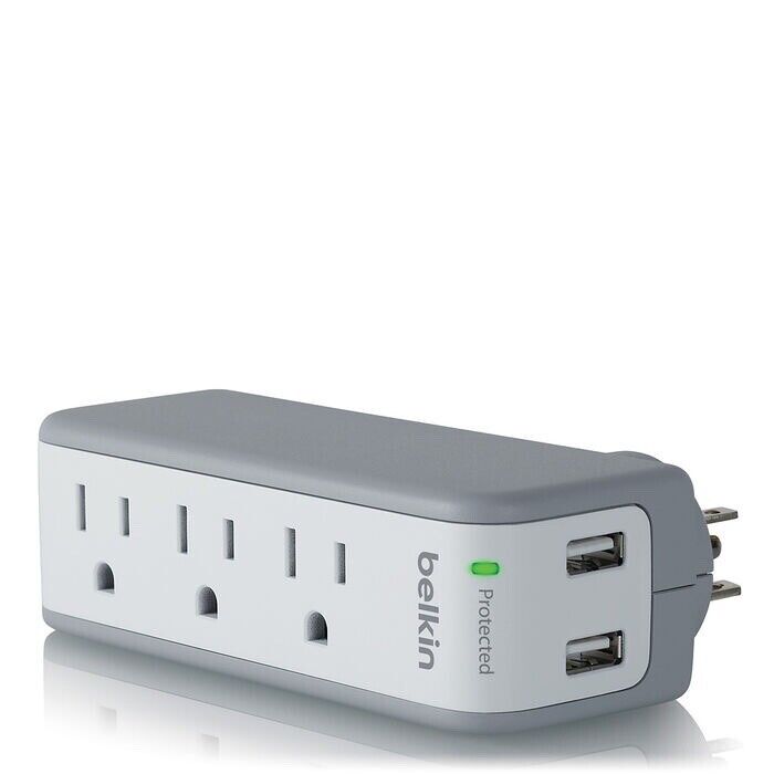 Belkin SurgePlus 3-Outlet Mini Travel Swivel Charger Surge Protector 