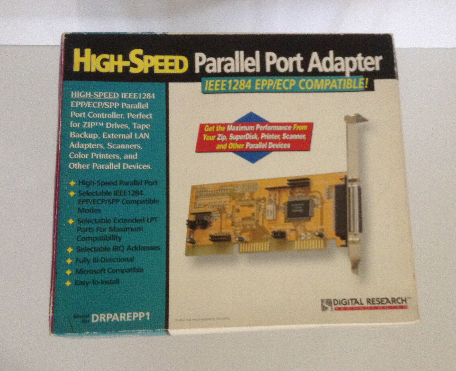 High-Speed Parallel Port Adapter Digital Research, IEEE1284 EPP/ECP, New In Box