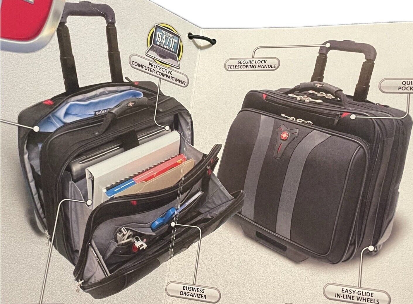 Granada Swiss Gear Wheeled Business Computer Case and Overnight Bag All-In-One