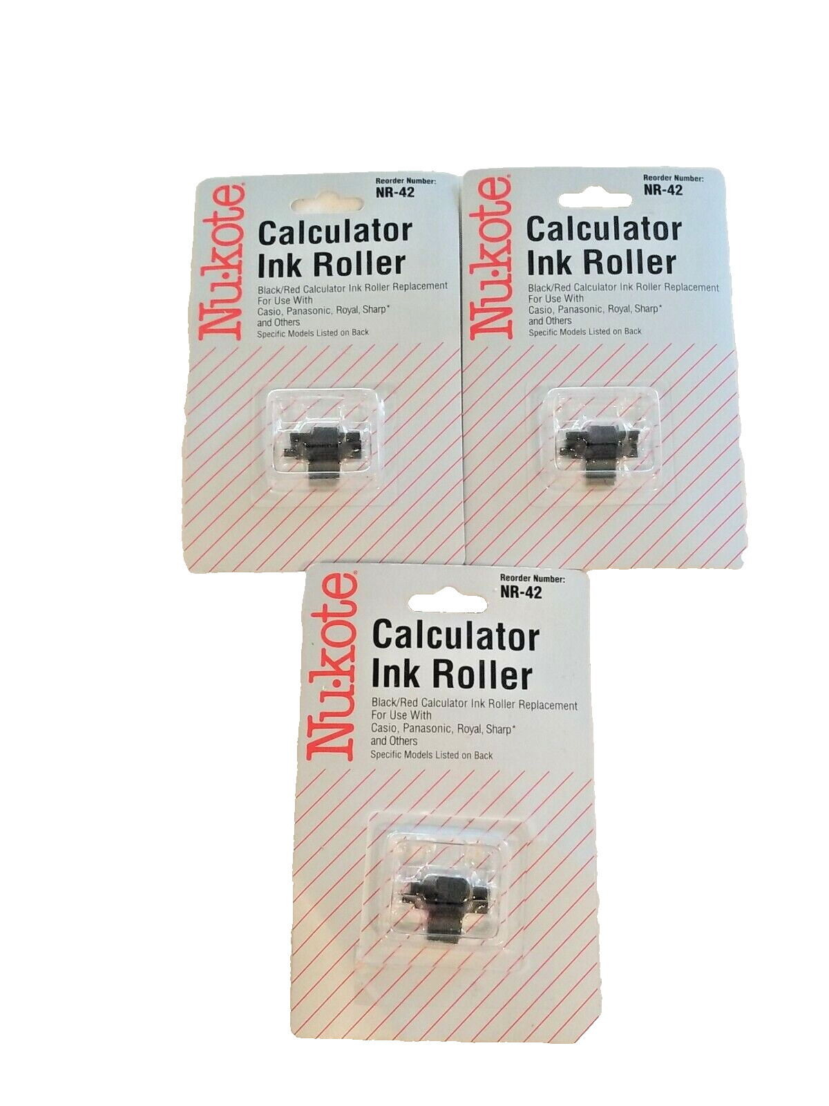 LOT OF 3 - Nu-Kote Calculator Ink Roller Black Replacement NR-42