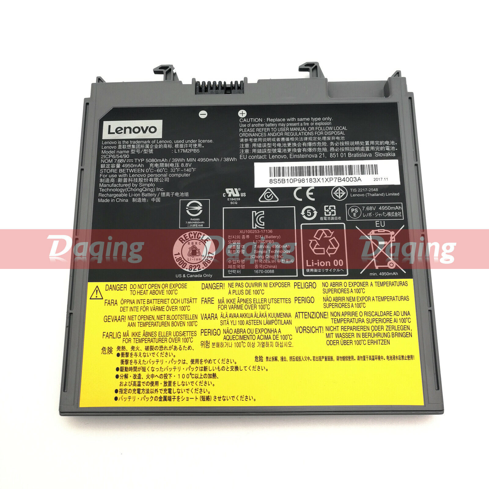 New Original L17M2PB5 L17L2PB5 DVD Ultrabay 39Wh Battery for Lenovo V330-14IKB 