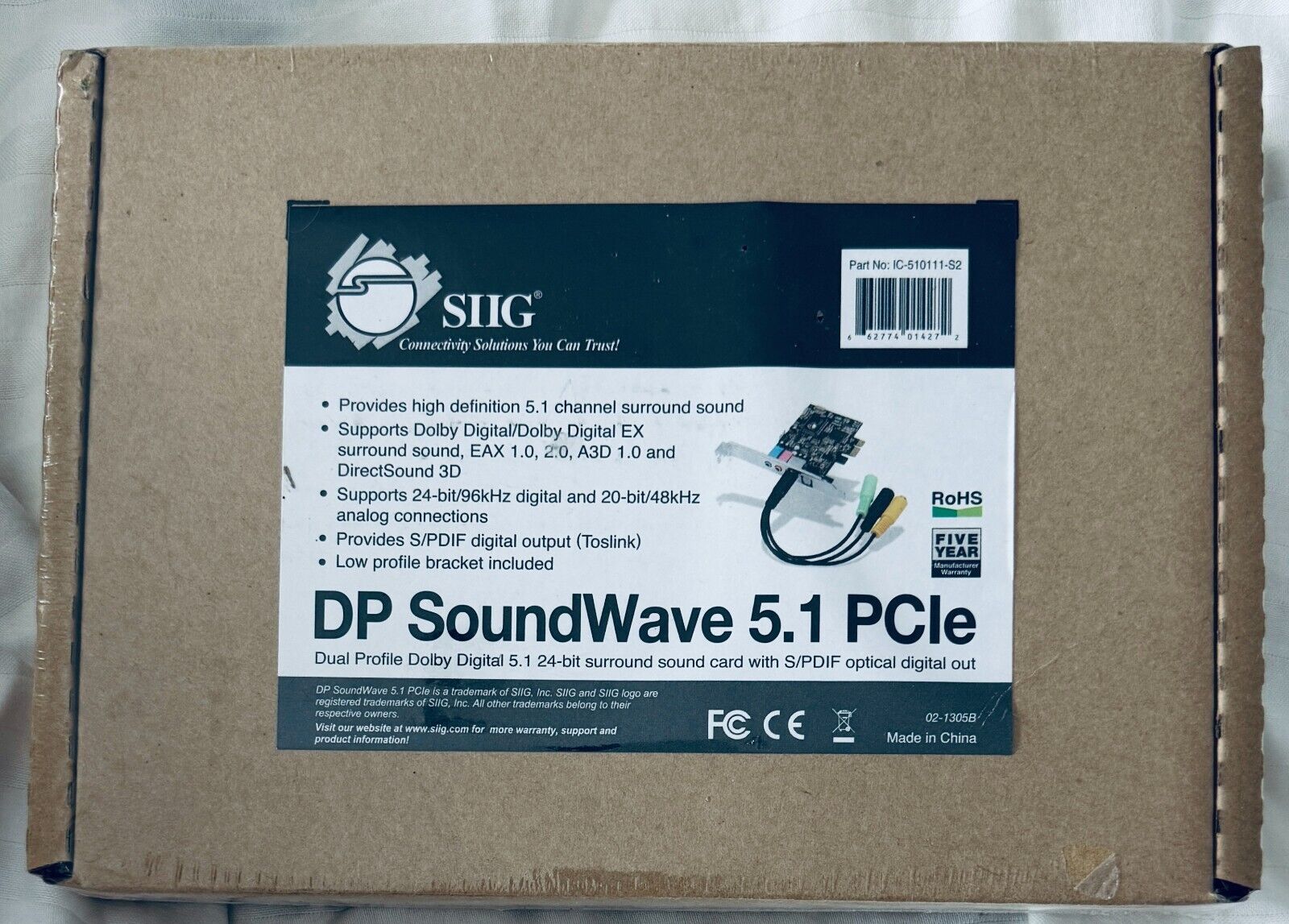 BRAND NEW SIIG DP SoundWave 5.1 PCIe IC-510111-S2 Sound Card **SEALED**