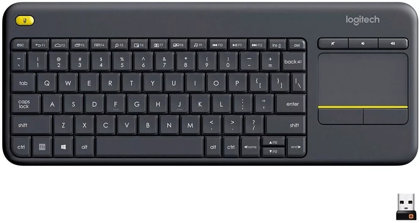 Logitech K400 Plus Wireless Keyboard w/ Multi-Touchpad / Receiver - Black