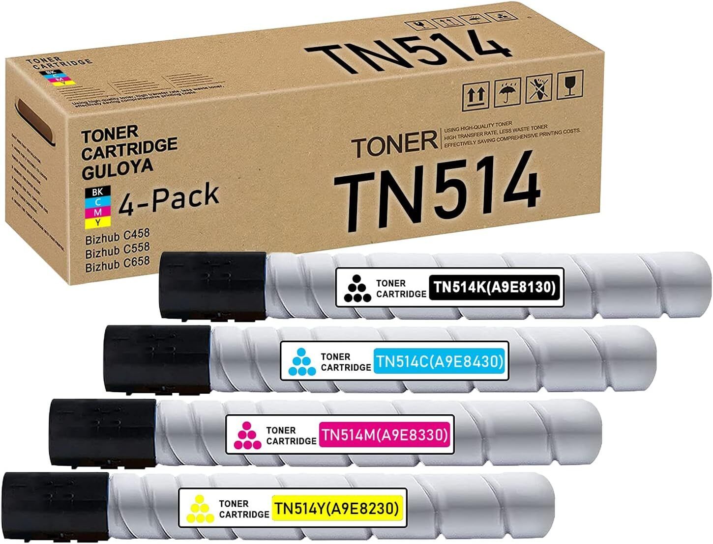 TN514 Toner Cartridge Replacement for Konica Minolta C458 C558 C658 1BK/1C/1Y/1M