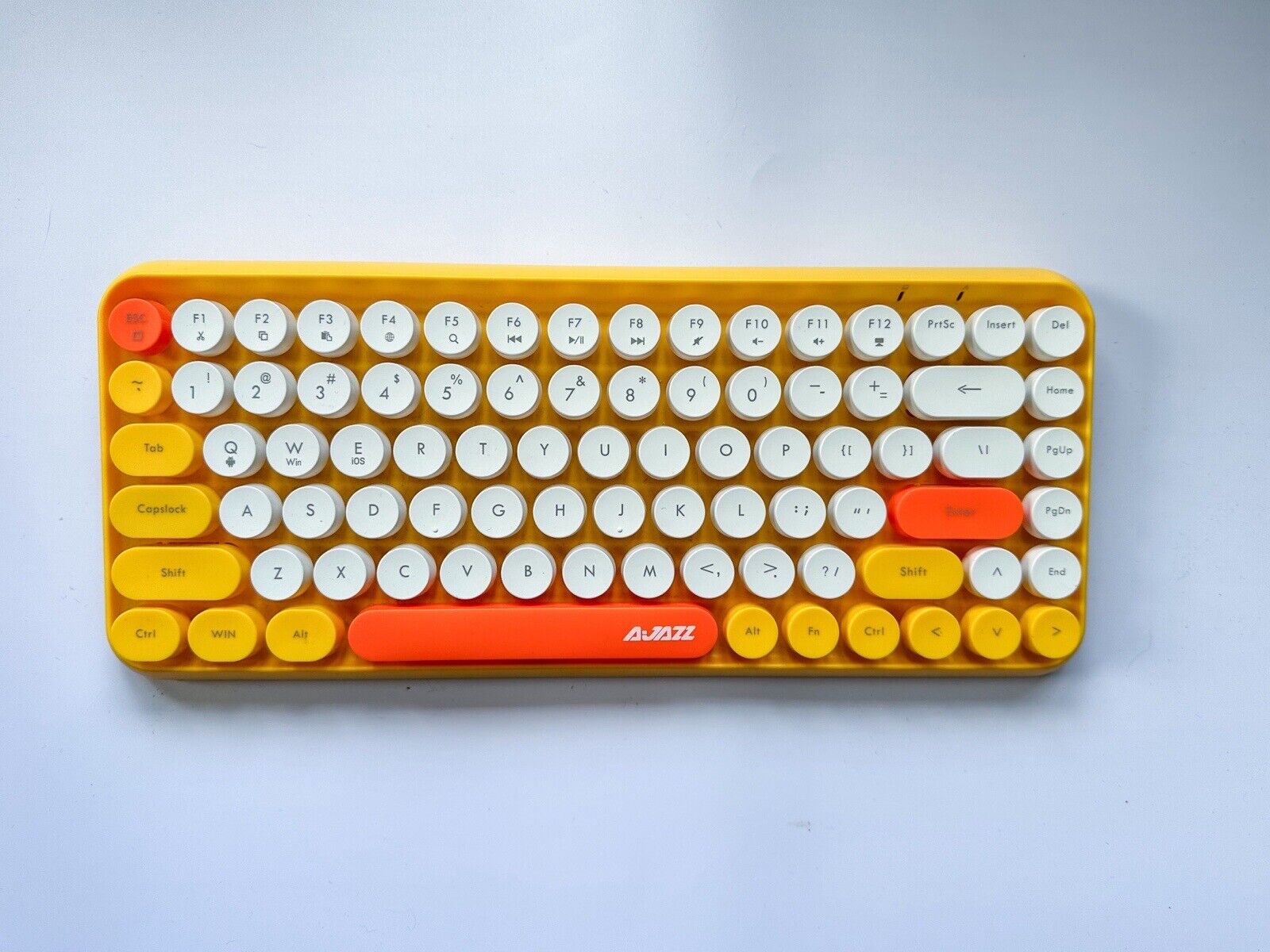 Ajazz 308i Yellow  Wireless Bluetooth Gaming Office Keyboard Round 84 Keys Works