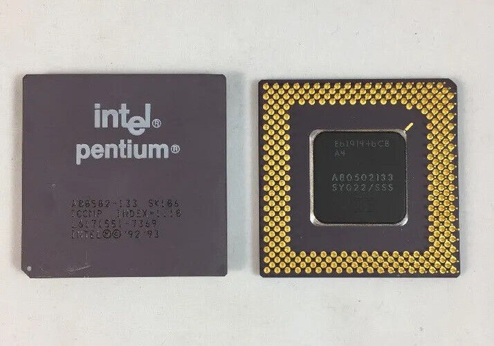 Intel Pentium 133mhz Vintage CPU Socket 5 / 7 A80502 133 SY022 SK106 SK107 P133